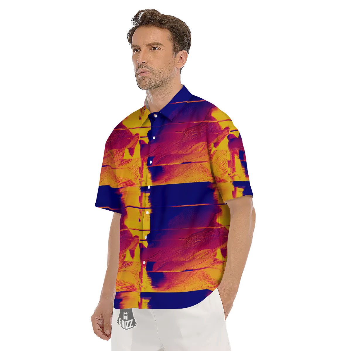 Surface Psychedelic Print Pattern Men's Short Sleeve Shirts-grizzshop