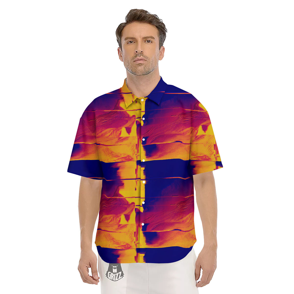 Surface Psychedelic Print Pattern Men's Short Sleeve Shirts-grizzshop