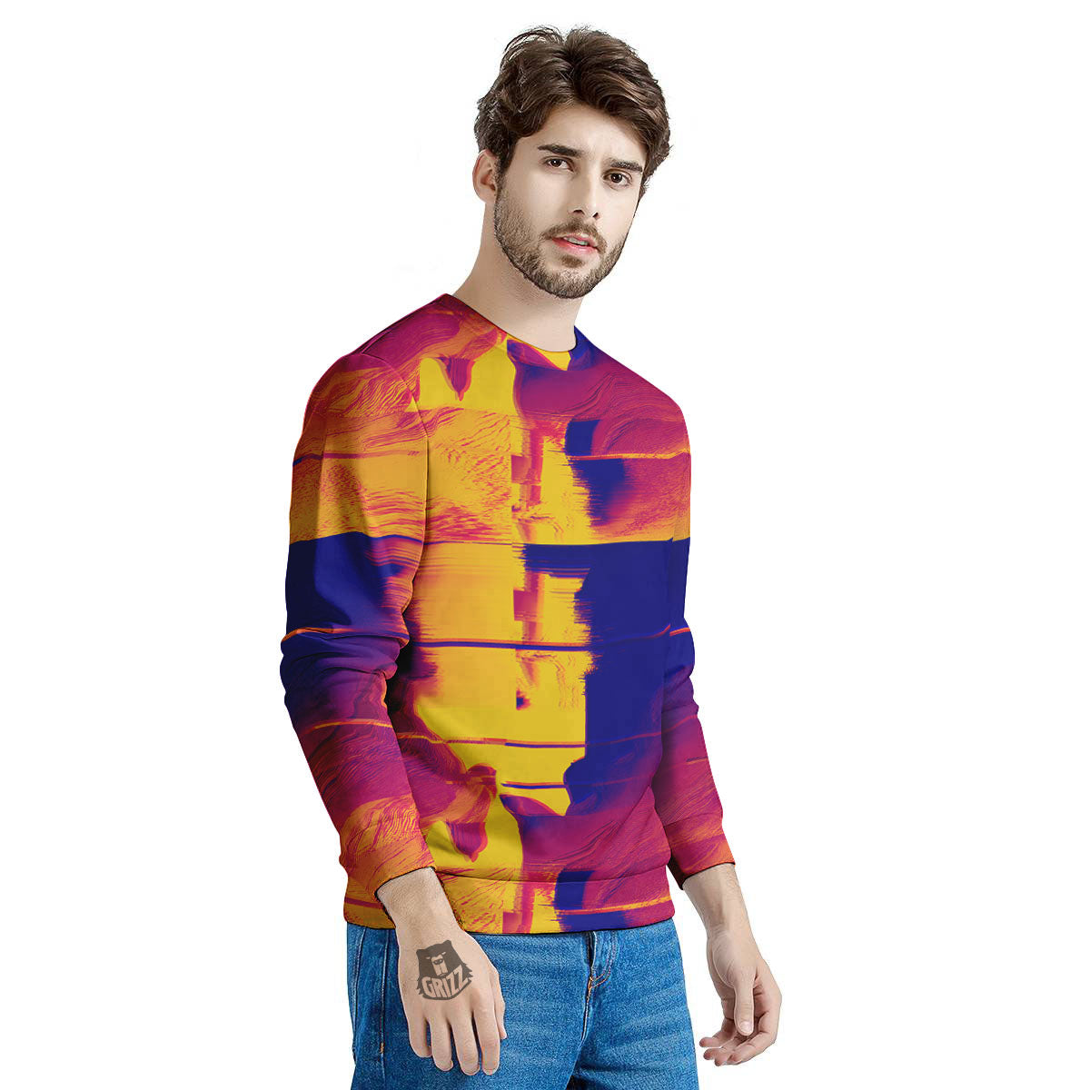 Surface Psychedelic Print Pattern Men's Sweatshirt-grizzshop