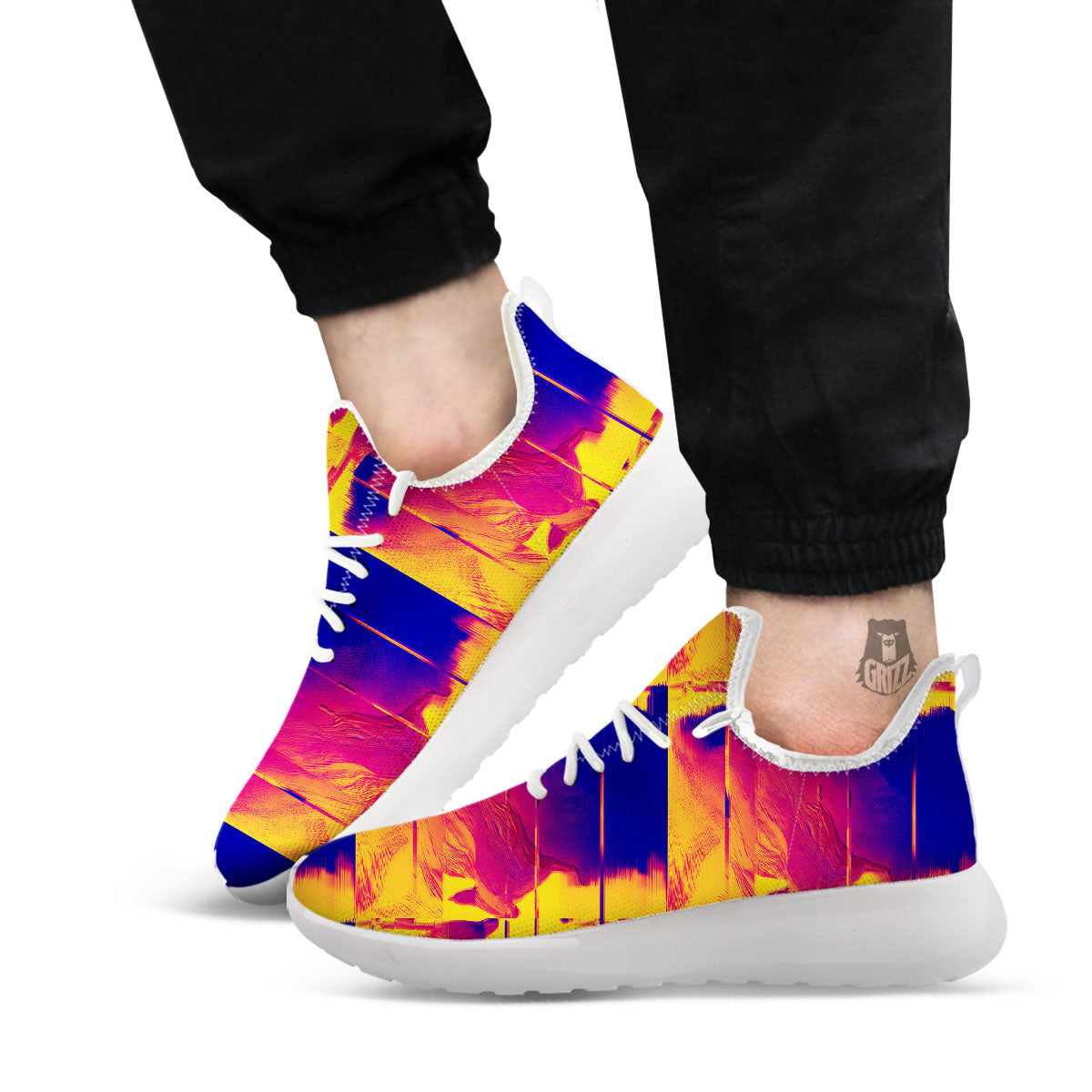 Surface Psychedelic Print Pattern White Athletic Shoes-grizzshop