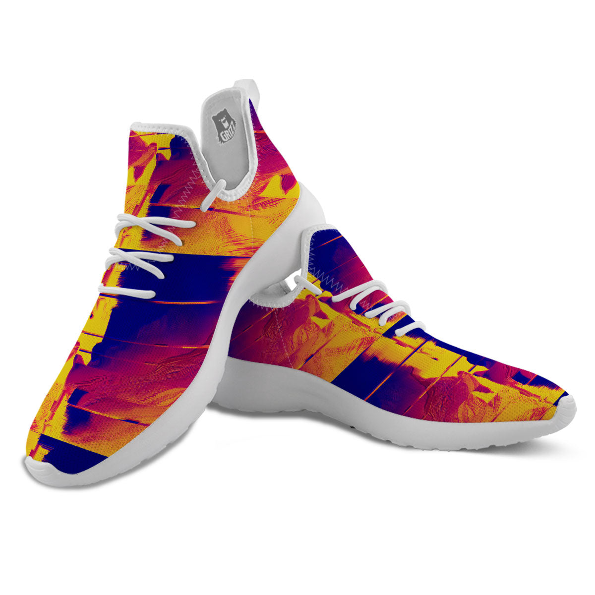 Surface Psychedelic Print Pattern White Athletic Shoes-grizzshop