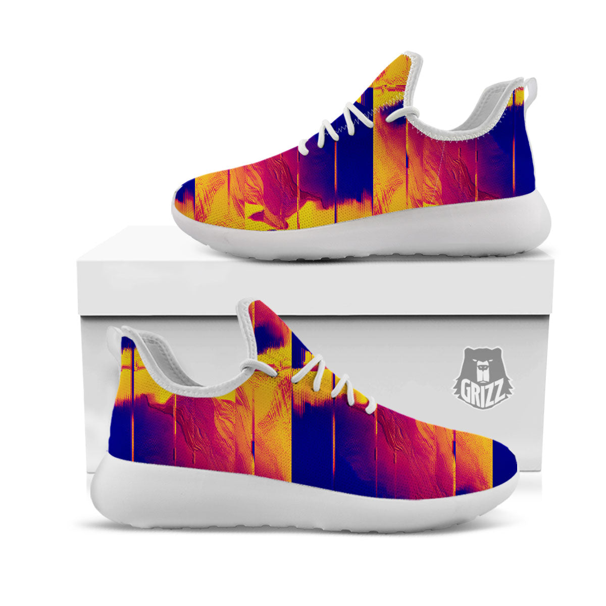 Surface Psychedelic Print Pattern White Athletic Shoes-grizzshop