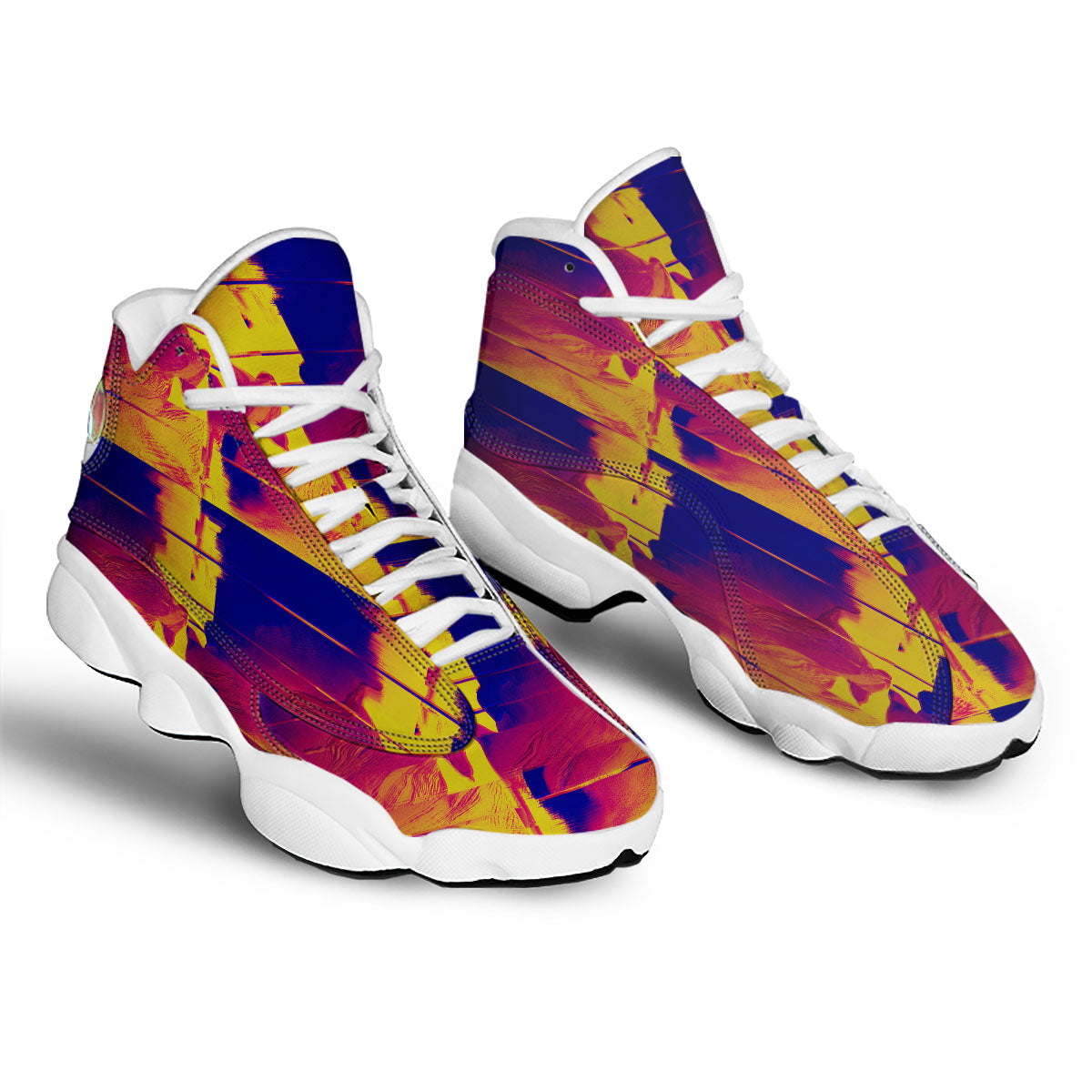 Surface Psychedelic Print Pattern White Basketball Shoes-grizzshop