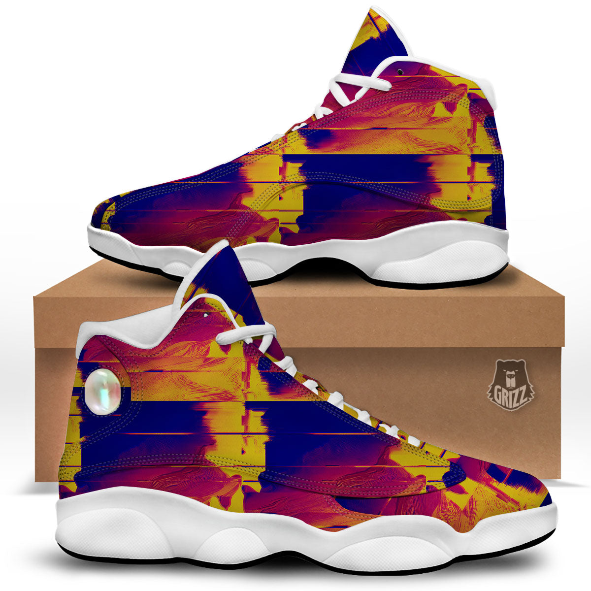 Surface Psychedelic Print Pattern White Basketball Shoes-grizzshop