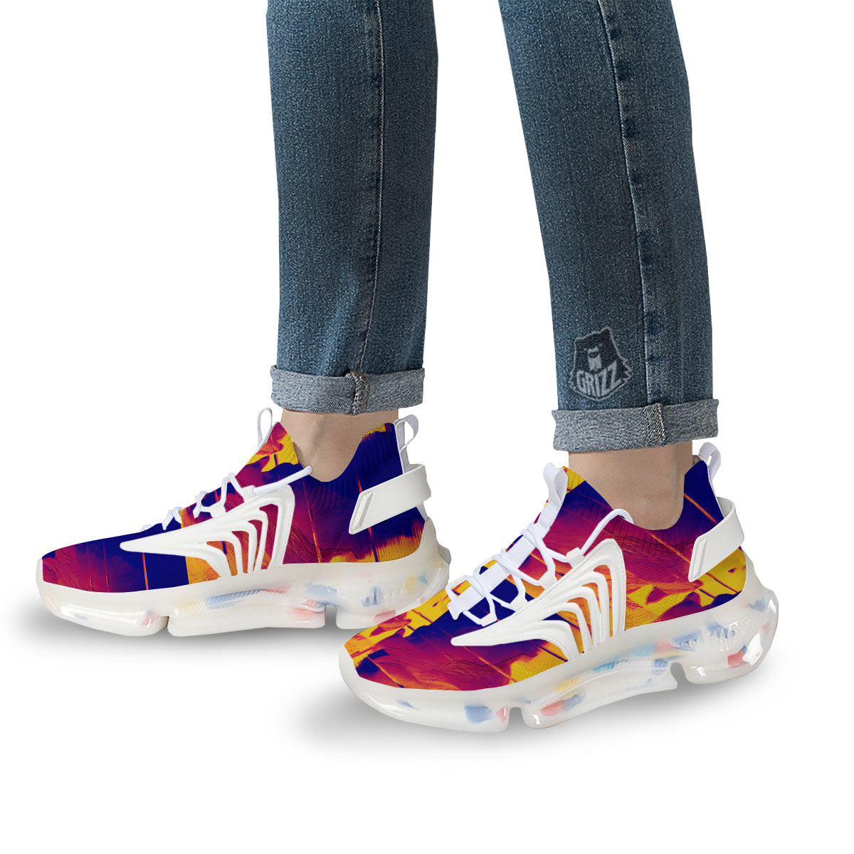 Surface Psychedelic Print Pattern White Gym Shoes-grizzshop