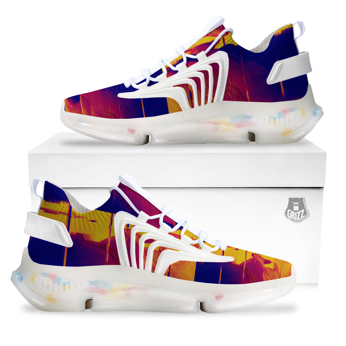 Surface Psychedelic Print Pattern White Gym Shoes-grizzshop