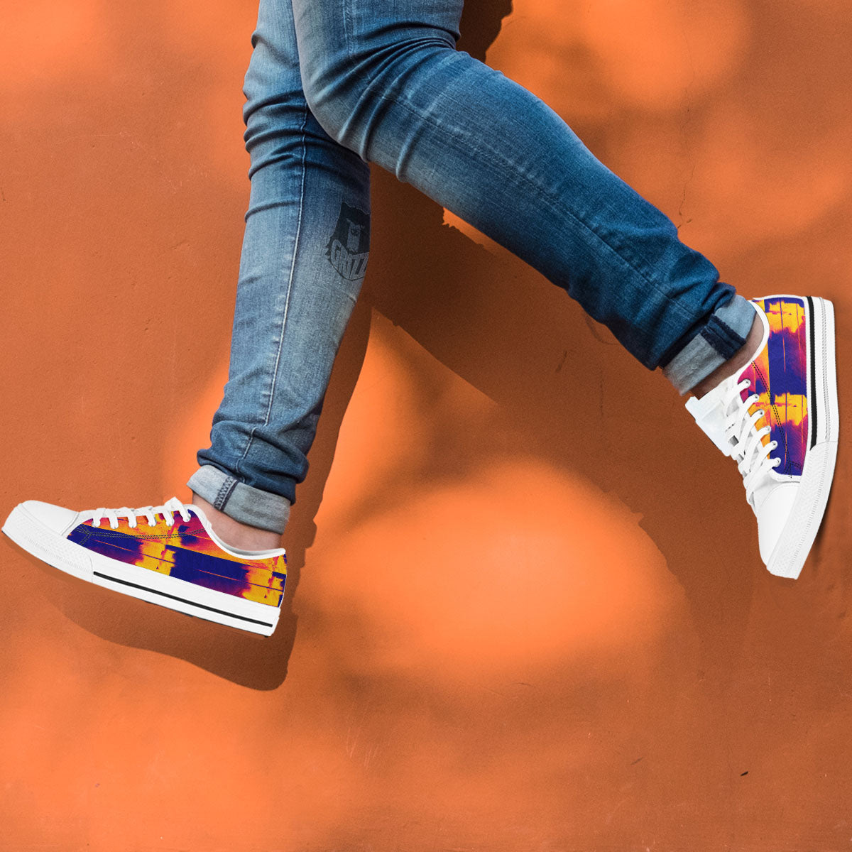 Surface Psychedelic Print Pattern White Low Top Shoes-grizzshop