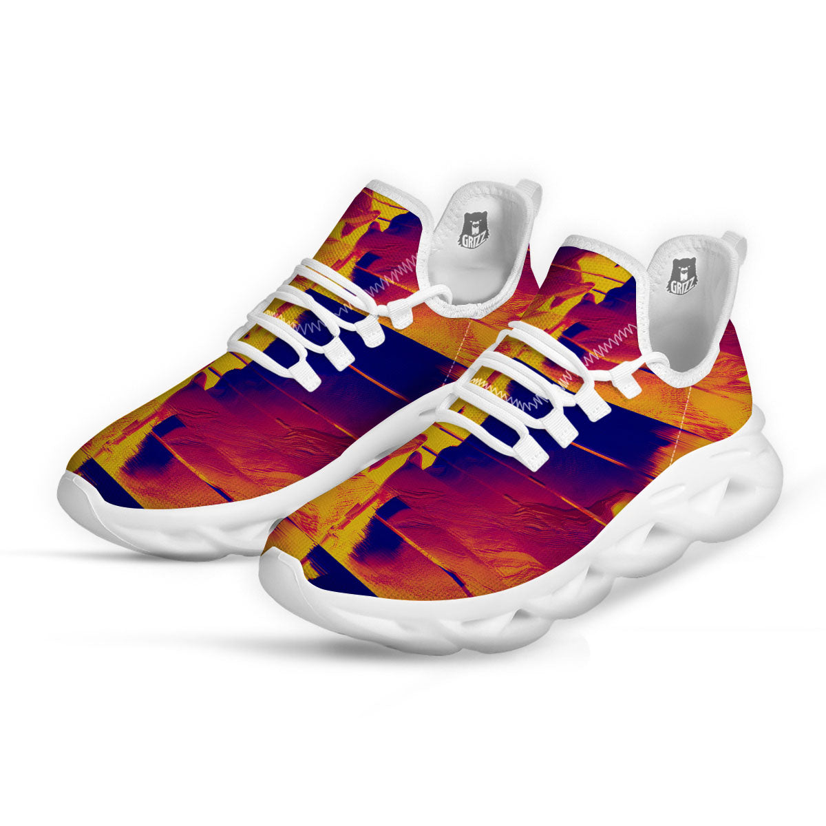 Surface Psychedelic Print Pattern White Running Shoes-grizzshop