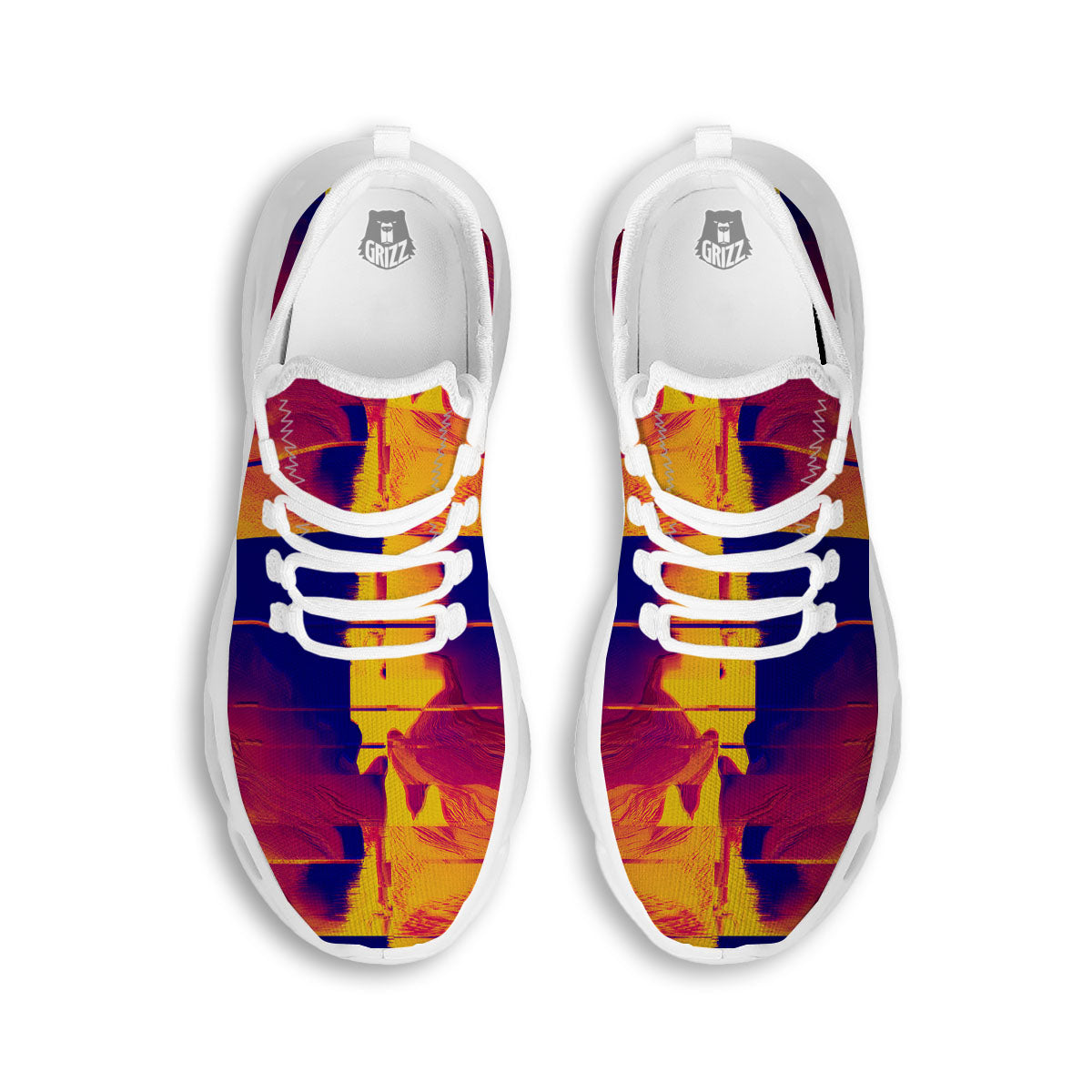 Surface Psychedelic Print Pattern White Running Shoes-grizzshop