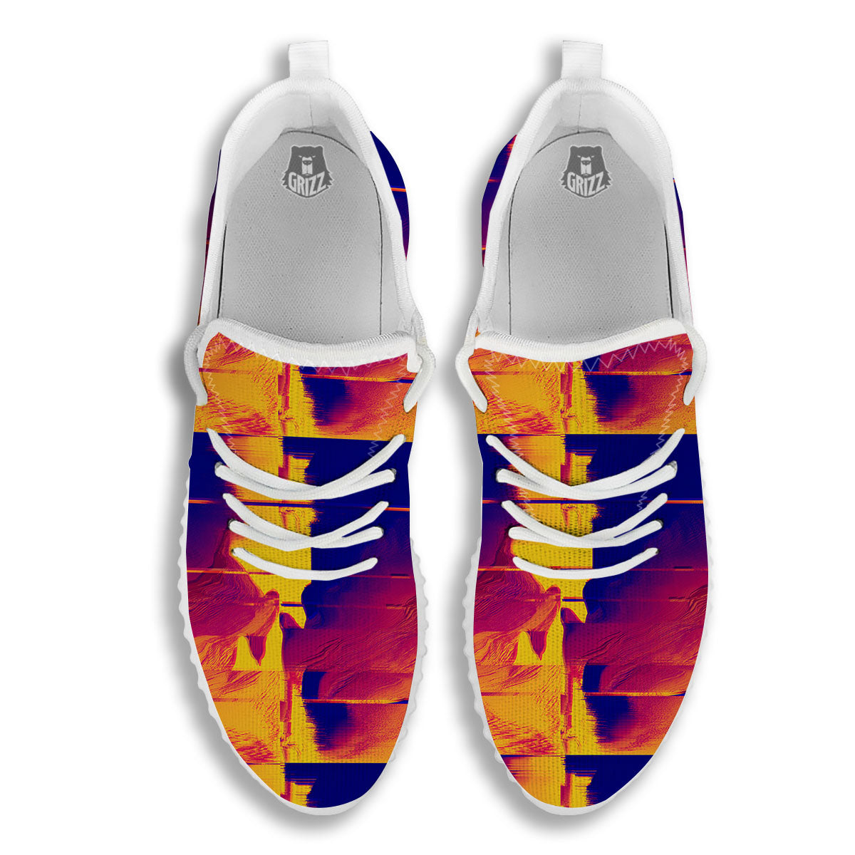 Surface Psychedelic Print Pattern White Walking Shoes-grizzshop