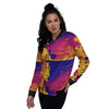 Surface Psychedelic Print Pattern Women's Bomber Jacket-grizzshop