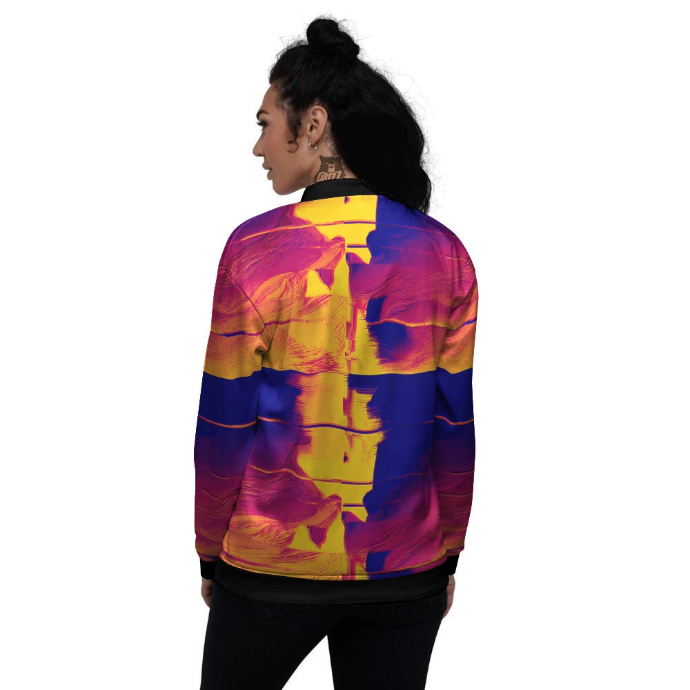 Surface Psychedelic Print Pattern Women's Bomber Jacket-grizzshop