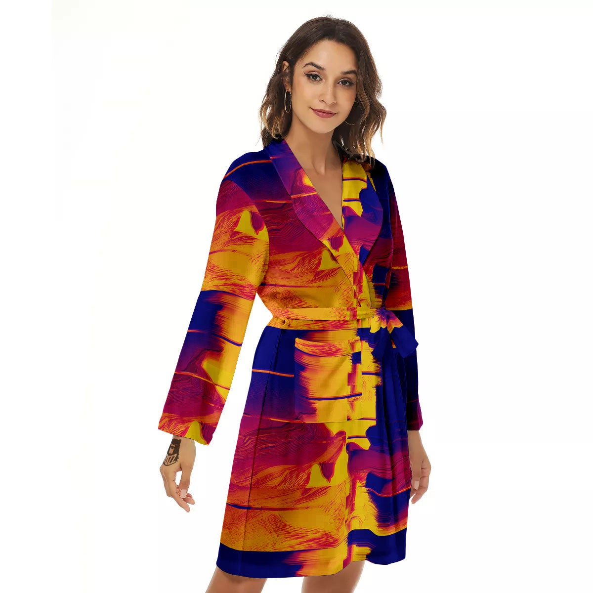 Surface Psychedelic Print Pattern Women's Robe-grizzshop