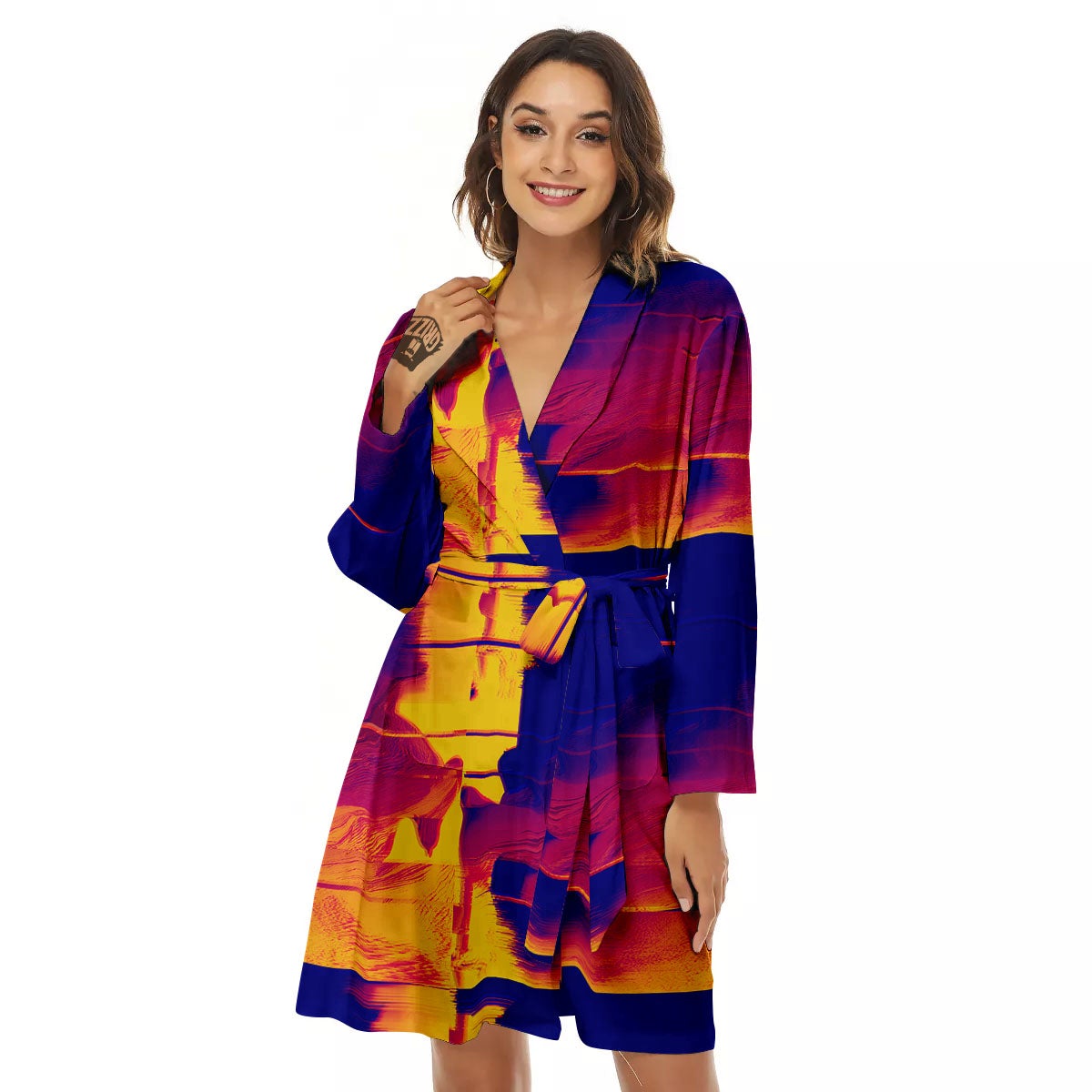Surface Psychedelic Print Pattern Women's Robe-grizzshop
