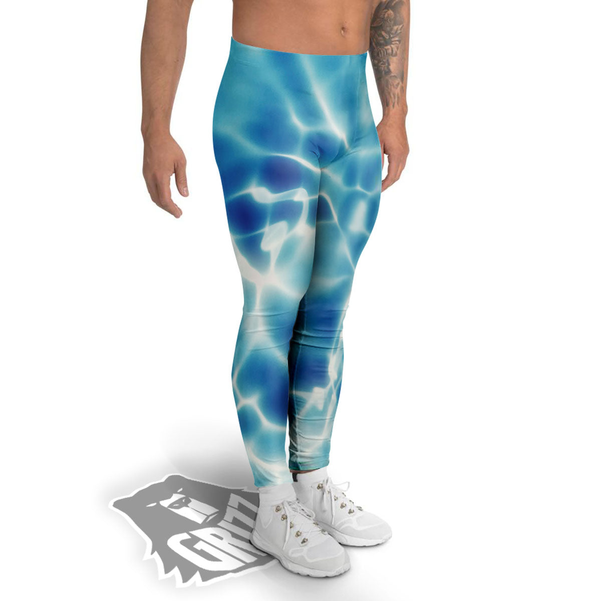 Surface Sea Water Print Men's Leggings-grizzshop