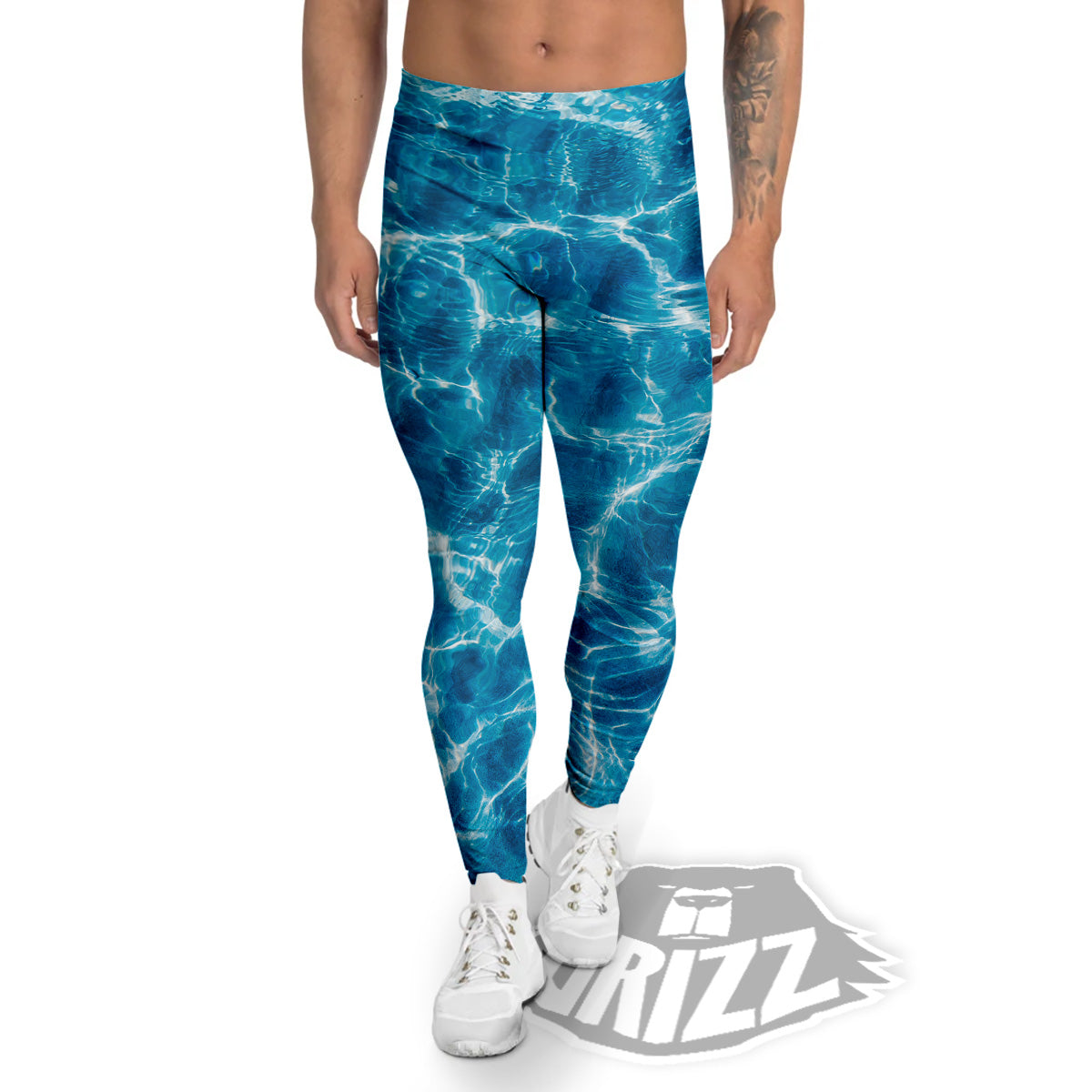Surface Water Blue Print Men's Leggings-grizzshop