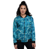 Surface Water Blue Print Women's Bomber Jacket-grizzshop