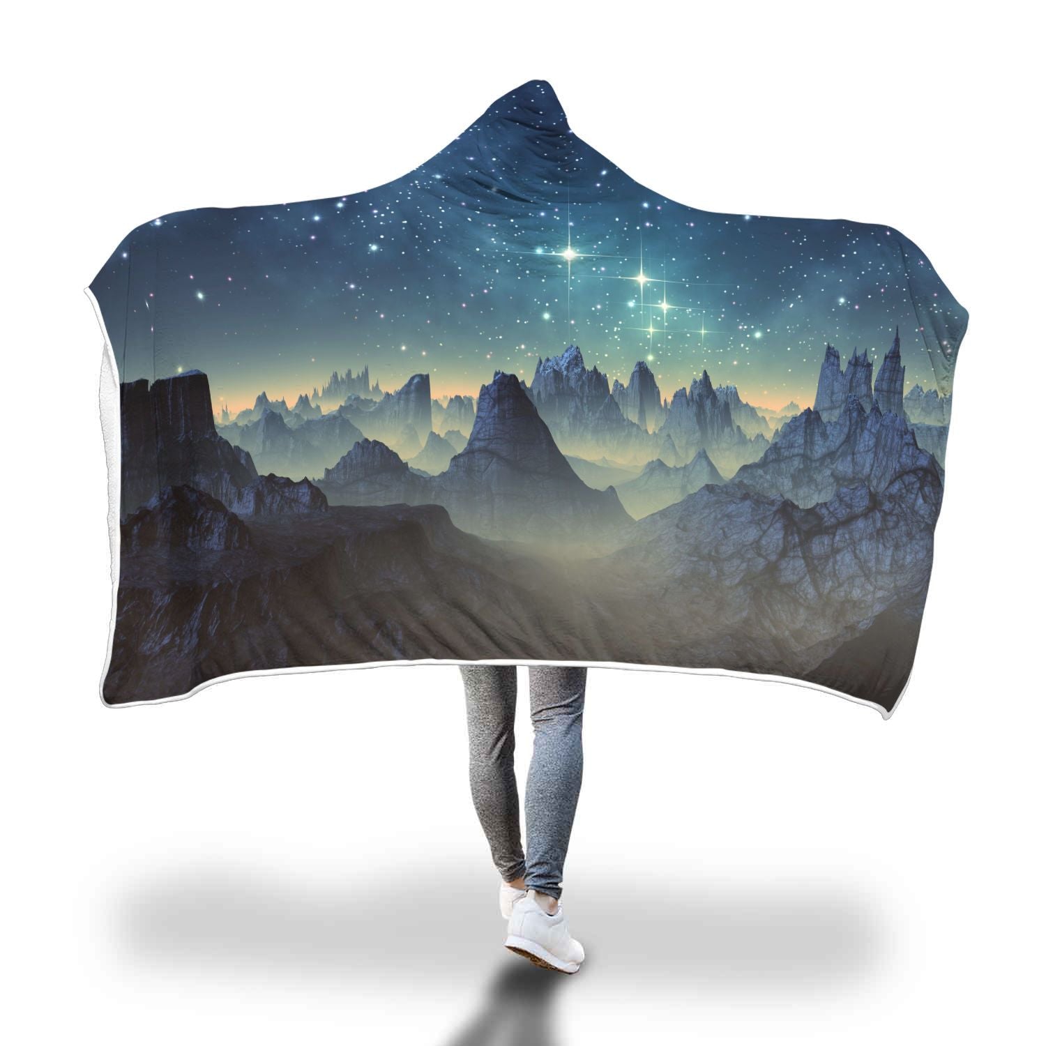 Surface Planet Galaxy Space Print Hooded Blanket-grizzshop