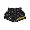 Surfing Black White Print Pattern Muay Thai Boxing Shorts-grizzshop