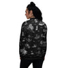 Surfing Black White Print Pattern Women's Bomber Jacket-grizzshop