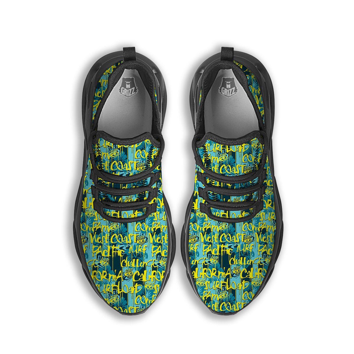 Surfing Graffiti Print Pattern Black Running Shoes-grizzshop