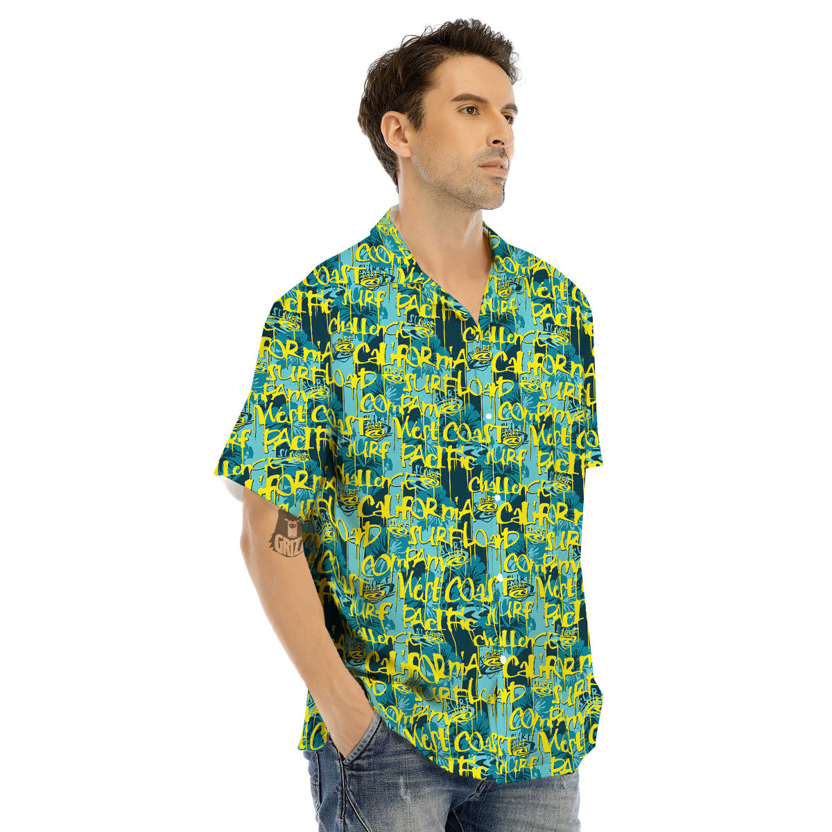 Surfing Graffiti Print Pattern Men's Hawaiian Shirt-grizzshop