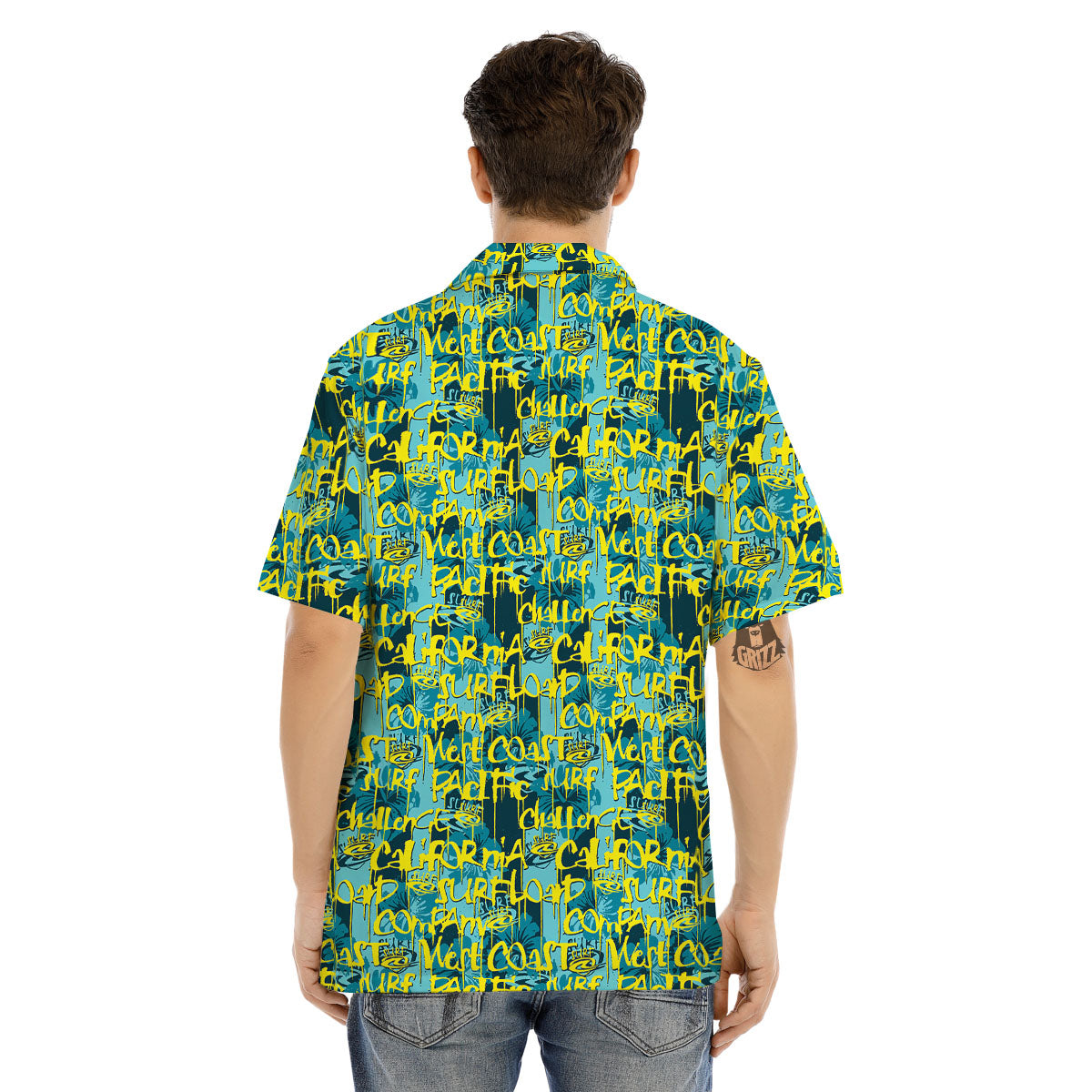 Surfing Graffiti Print Pattern Men's Hawaiian Shirt-grizzshop