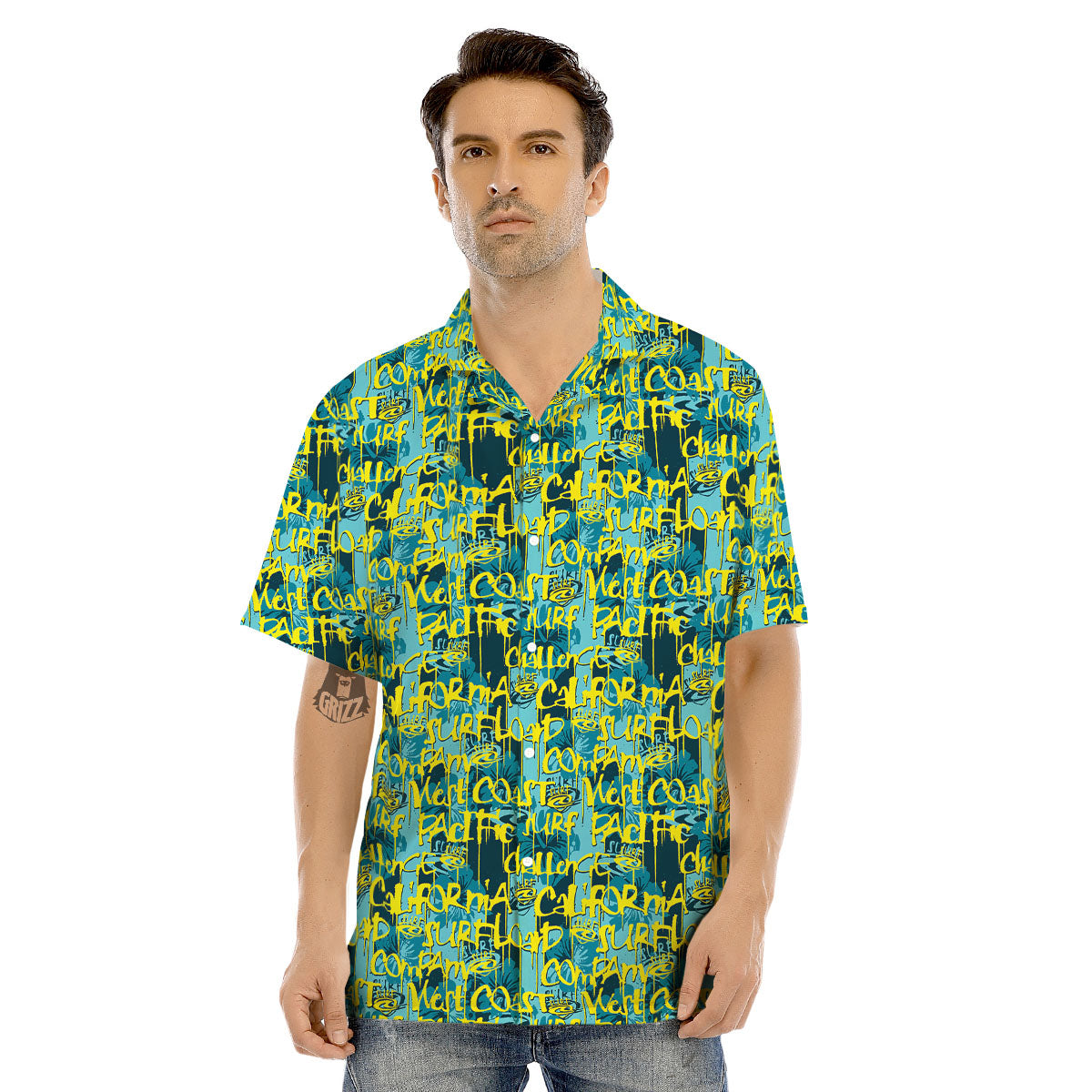 Surfing Graffiti Print Pattern Men's Hawaiian Shirt-grizzshop