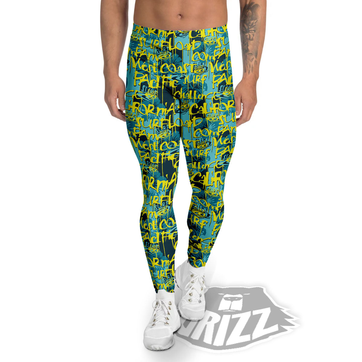 Surfing Graffiti Print Pattern Men's Leggings-grizzshop
