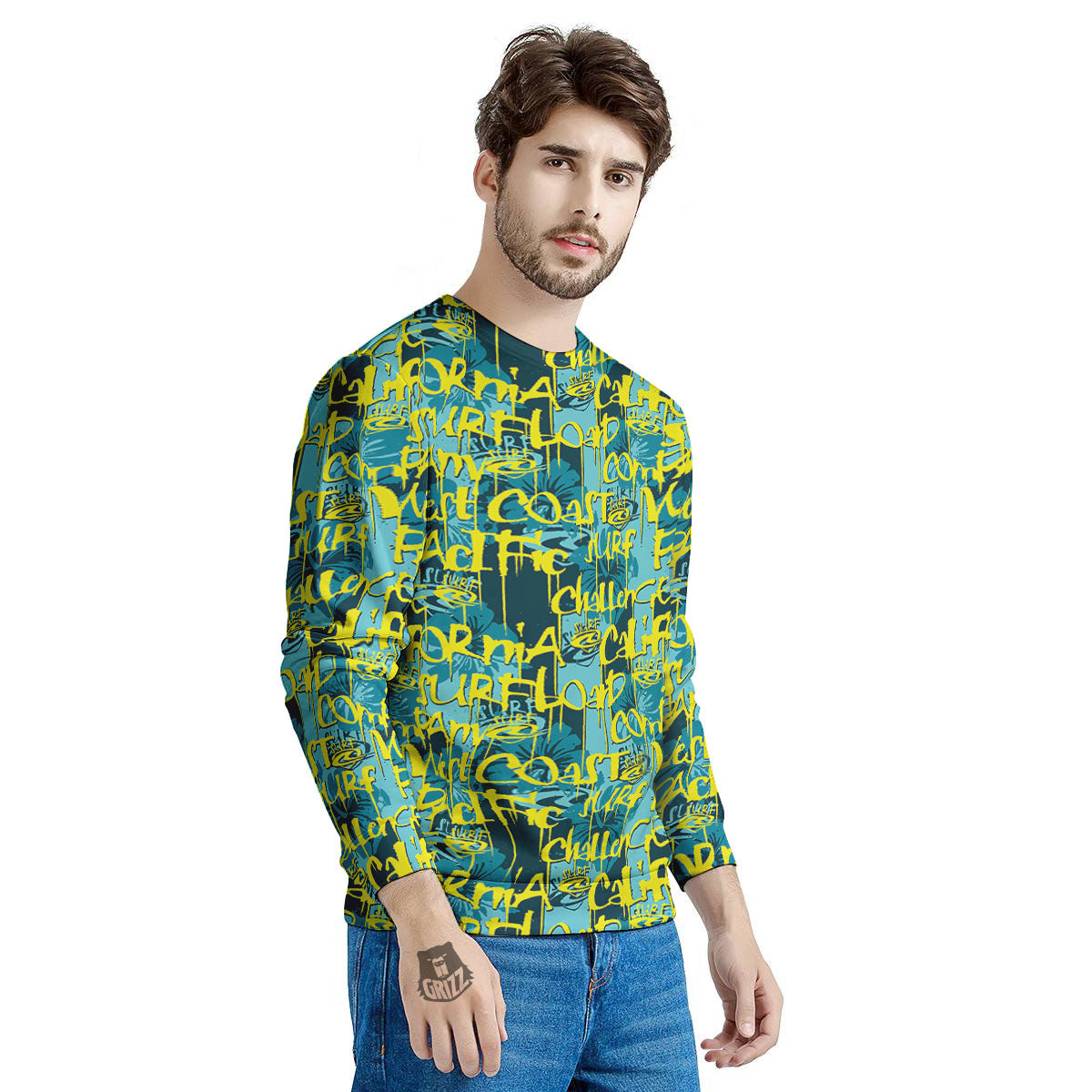 Surfing Graffiti Print Pattern Men's Sweatshirt-grizzshop
