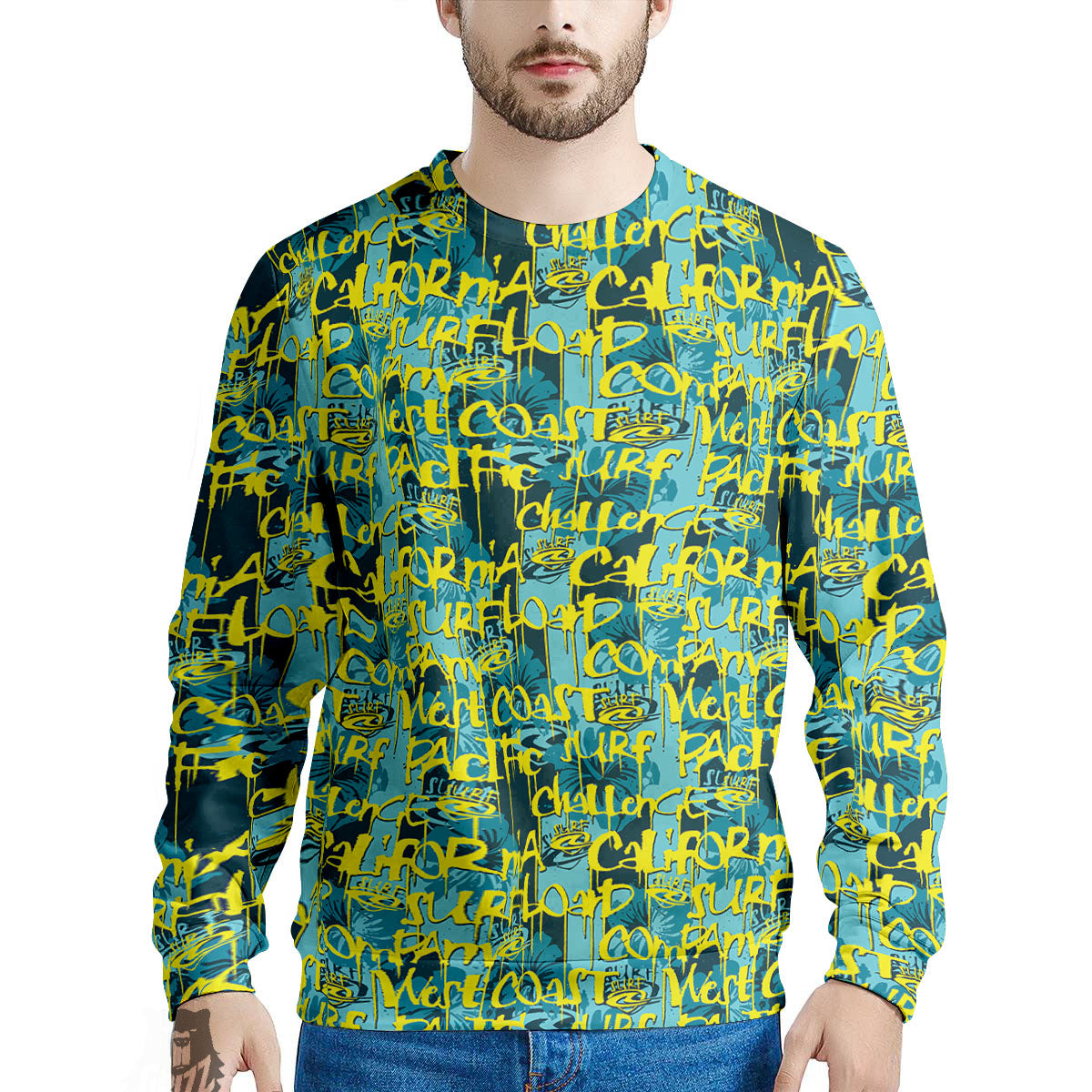 Surfing Graffiti Print Pattern Men's Sweatshirt-grizzshop