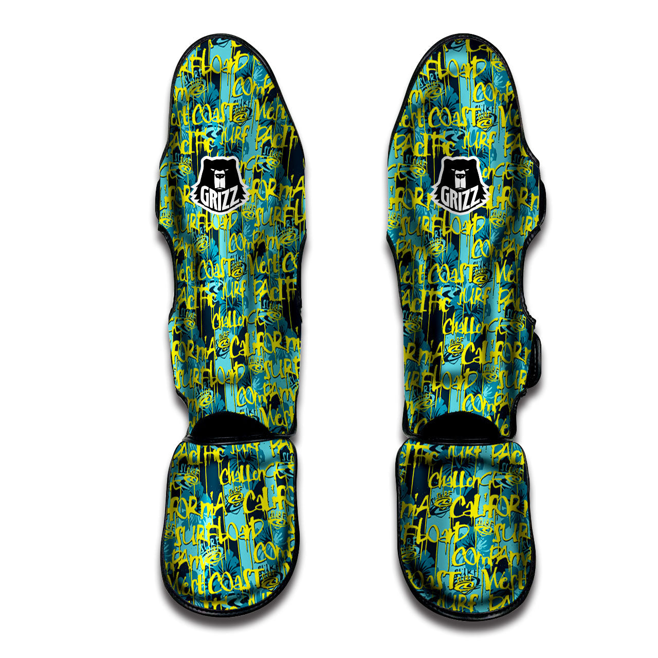 Surfing Graffiti Print Pattern Muay Thai Shin Guards-grizzshop