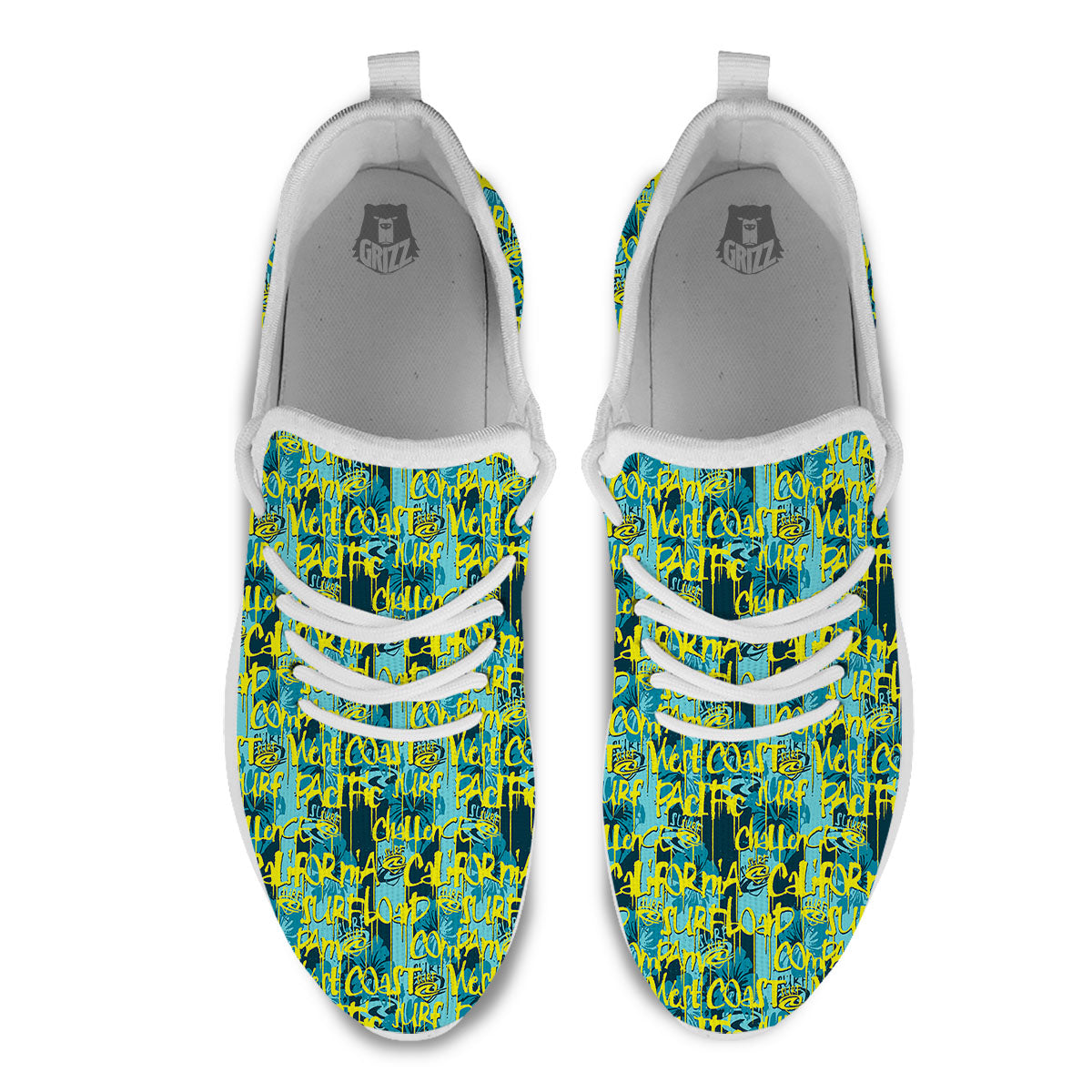 Surfing Graffiti Print Pattern White Athletic Shoes-grizzshop