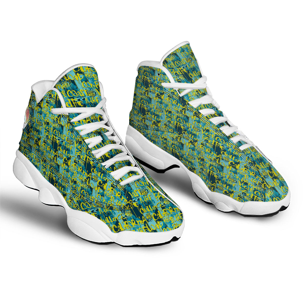 Surfing Graffiti Print Pattern White Basketball Shoes-grizzshop