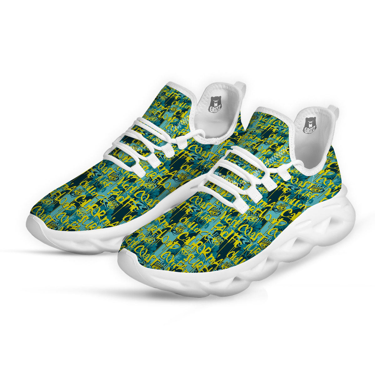 Surfing Graffiti Print Pattern White Running Shoes-grizzshop