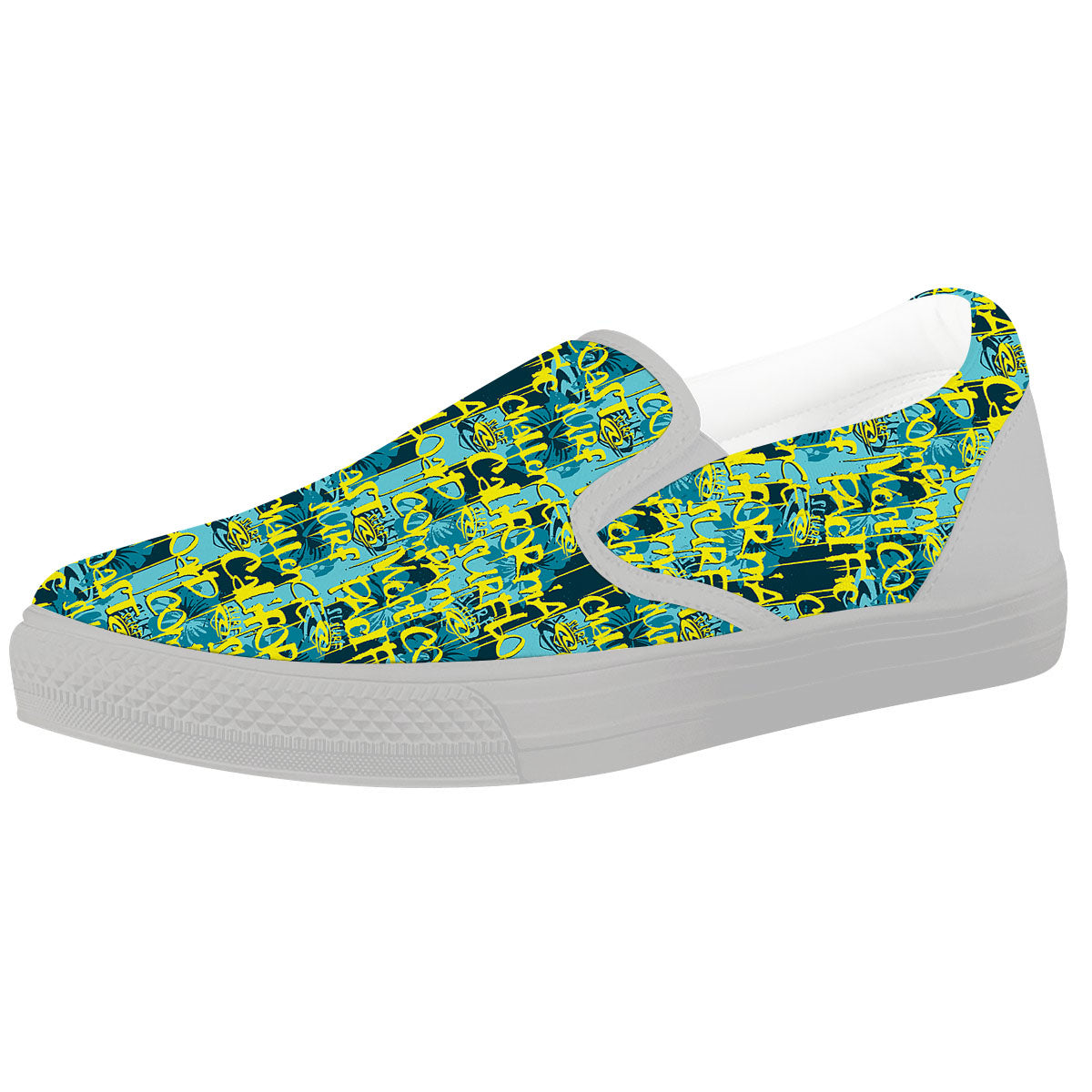 Surfing Graffiti Print Pattern White Slip On Shoes-grizzshop