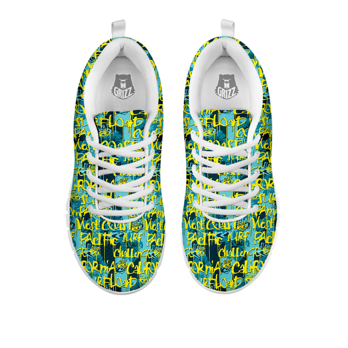 Surfing Graffiti Print Pattern White Sneaker-grizzshop