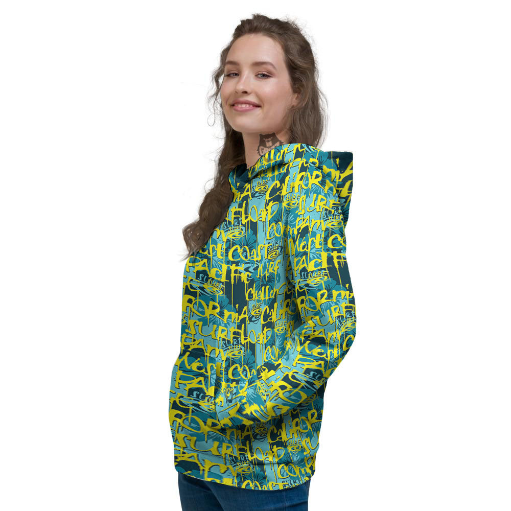 Surfing Graffiti Print Pattern Women's Hoodie-grizzshop