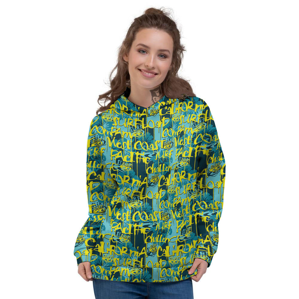 Surfing Graffiti Print Pattern Women's Hoodie-grizzshop