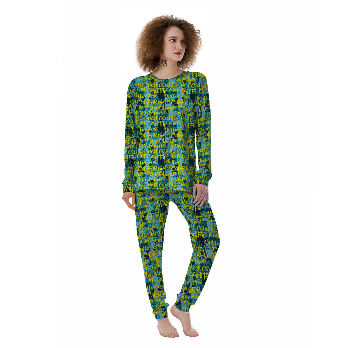 Surfing Graffiti Print Pattern Women's Pajamas-grizzshop