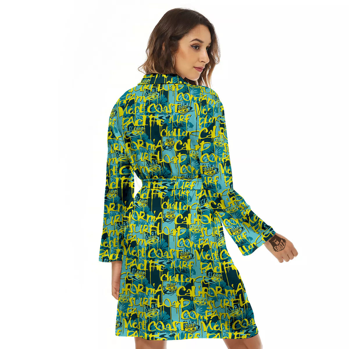 Surfing Graffiti Print Pattern Women's Robe-grizzshop