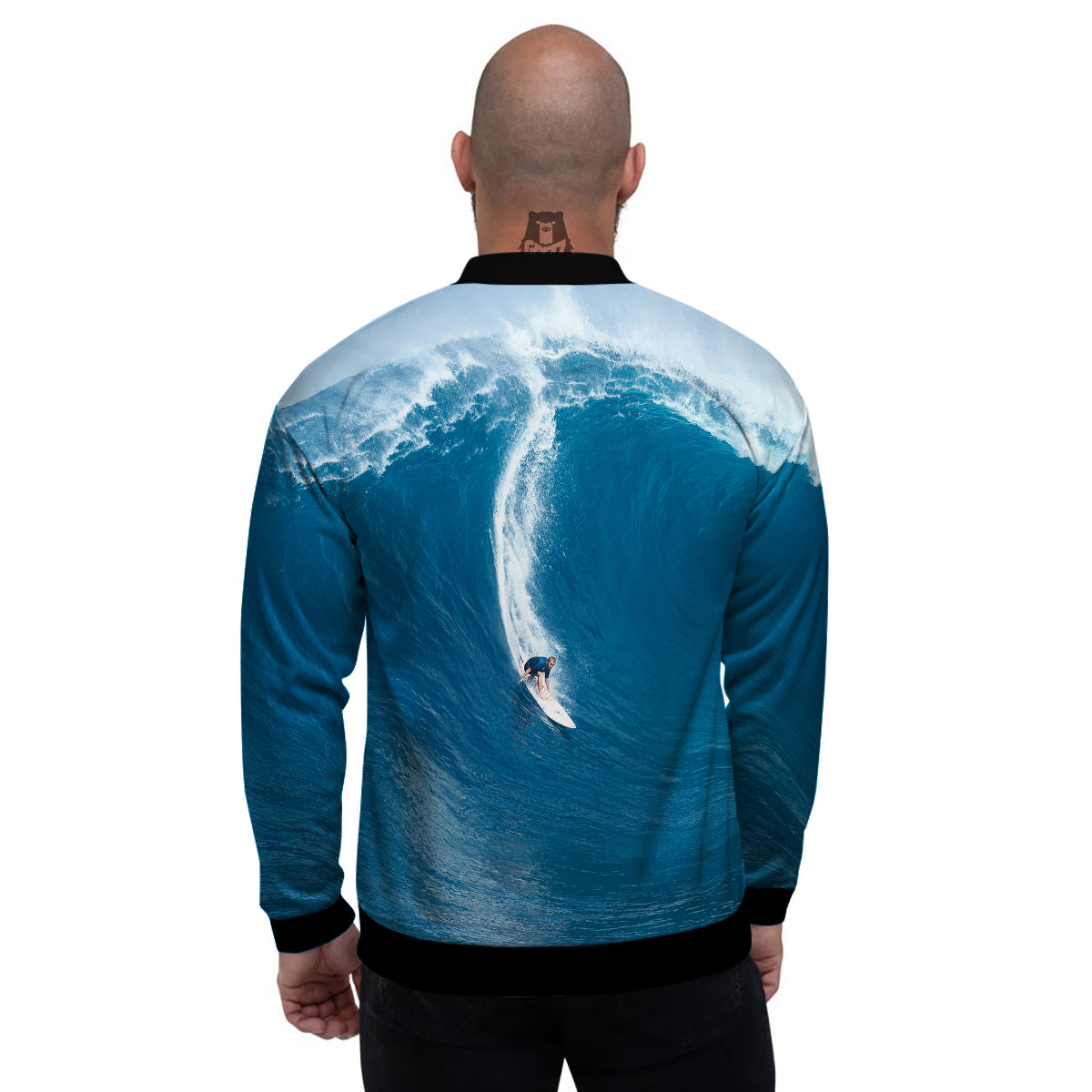 Surfing On Sea Print Men's Bomber Jacket-grizzshop