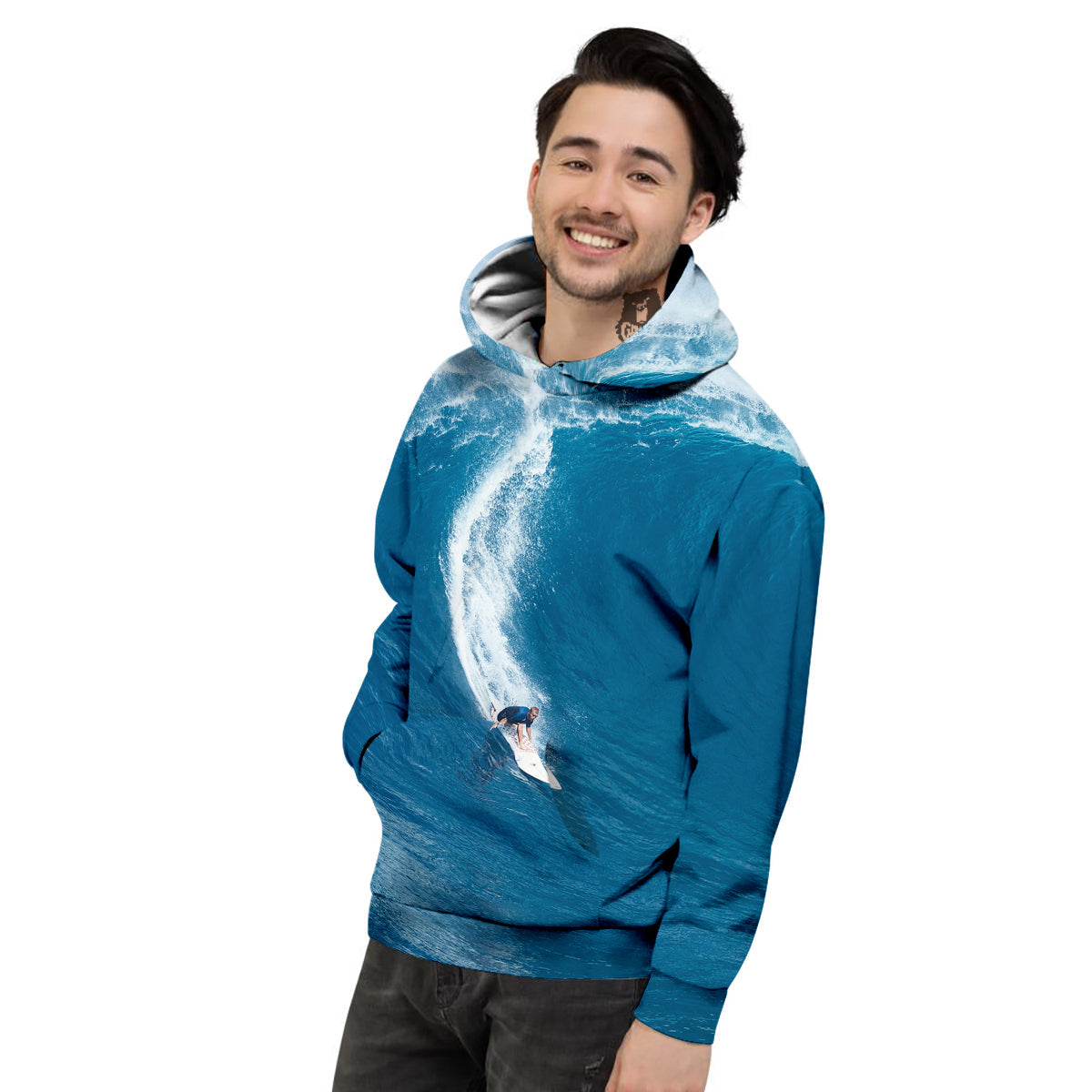 Surfing On Sea Print Men's Hoodie-grizzshop