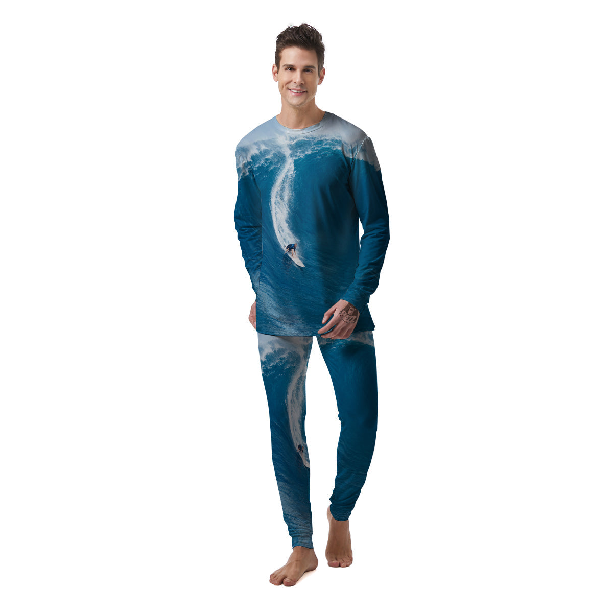 Surfing On Sea Print Men's Pajamas-grizzshop