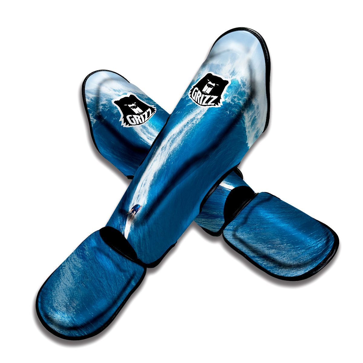 Surfing On Sea Print Muay Thai Shin Guards-grizzshop