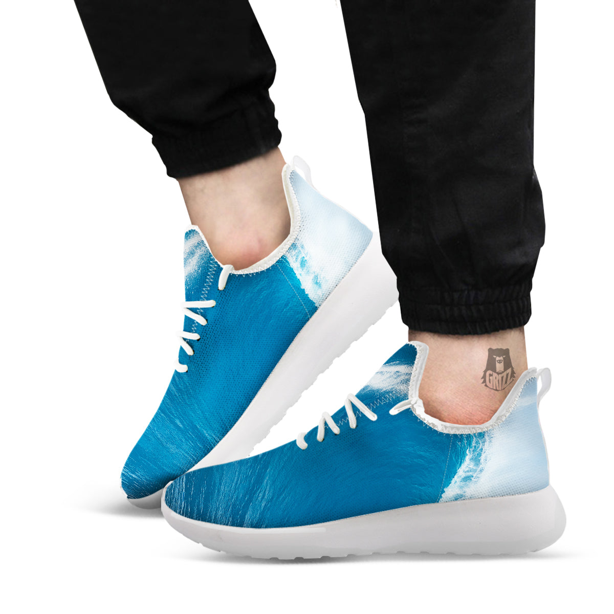 Surfing On Sea Print White Athletic Shoes-grizzshop