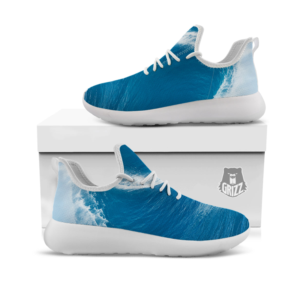 Surfing On Sea Print White Athletic Shoes-grizzshop