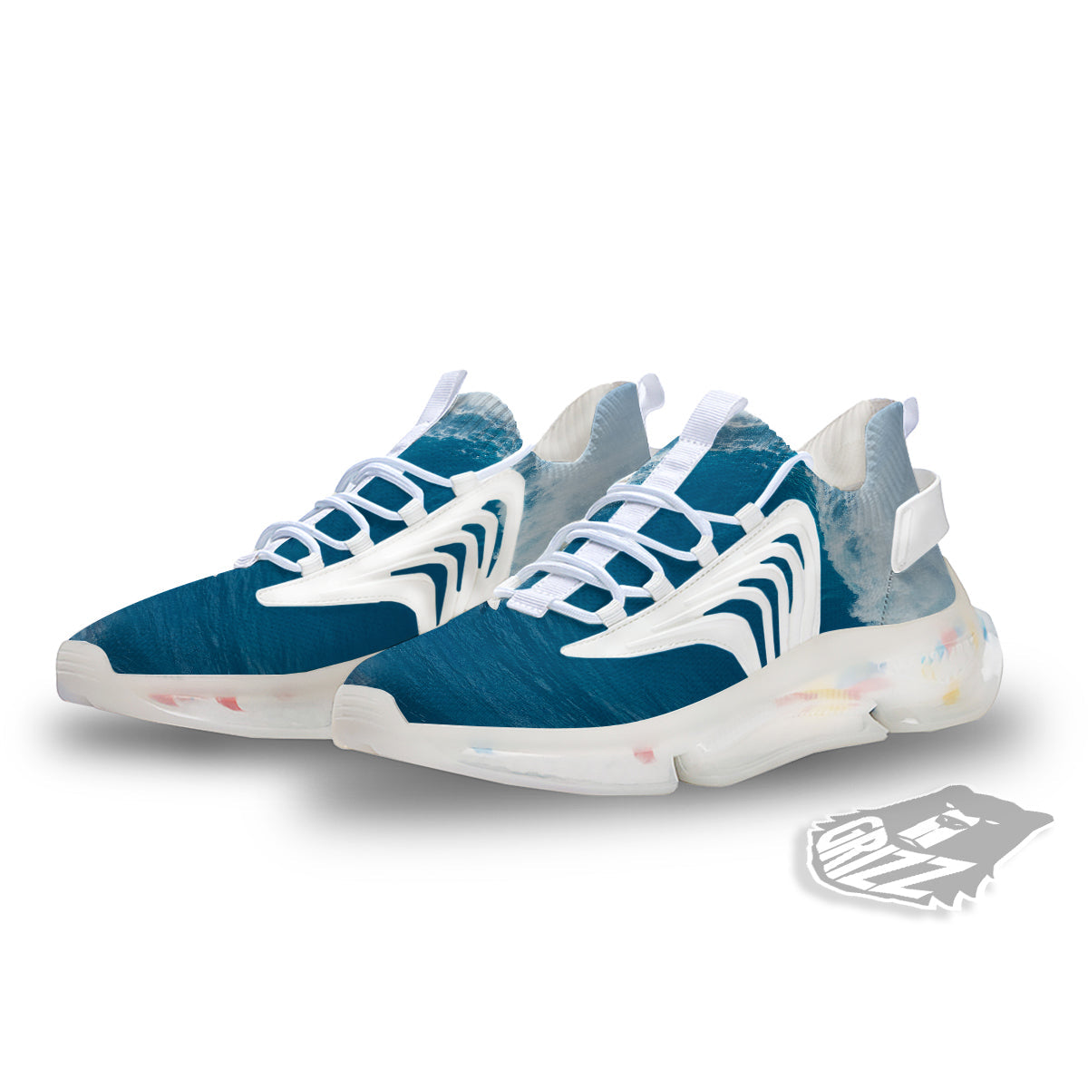 Surfing On Sea Print White Gym Shoes-grizzshop