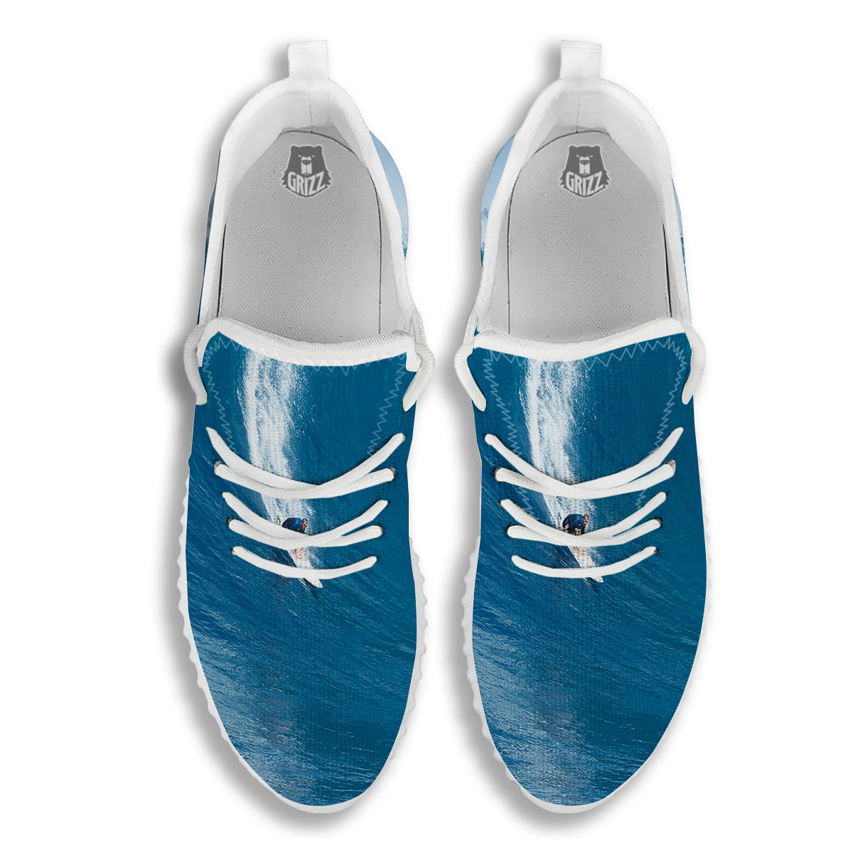 Surfing On Sea Print White Walking Shoes-grizzshop