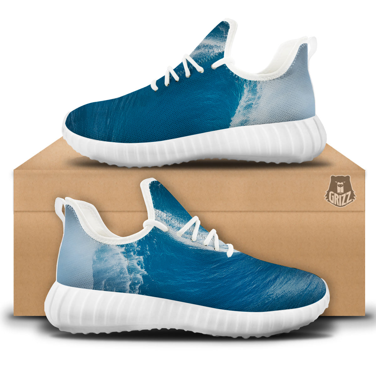Surfing On Sea Print White Walking Shoes-grizzshop